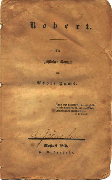 Title page of the novel ROBERT (Albano's copy)